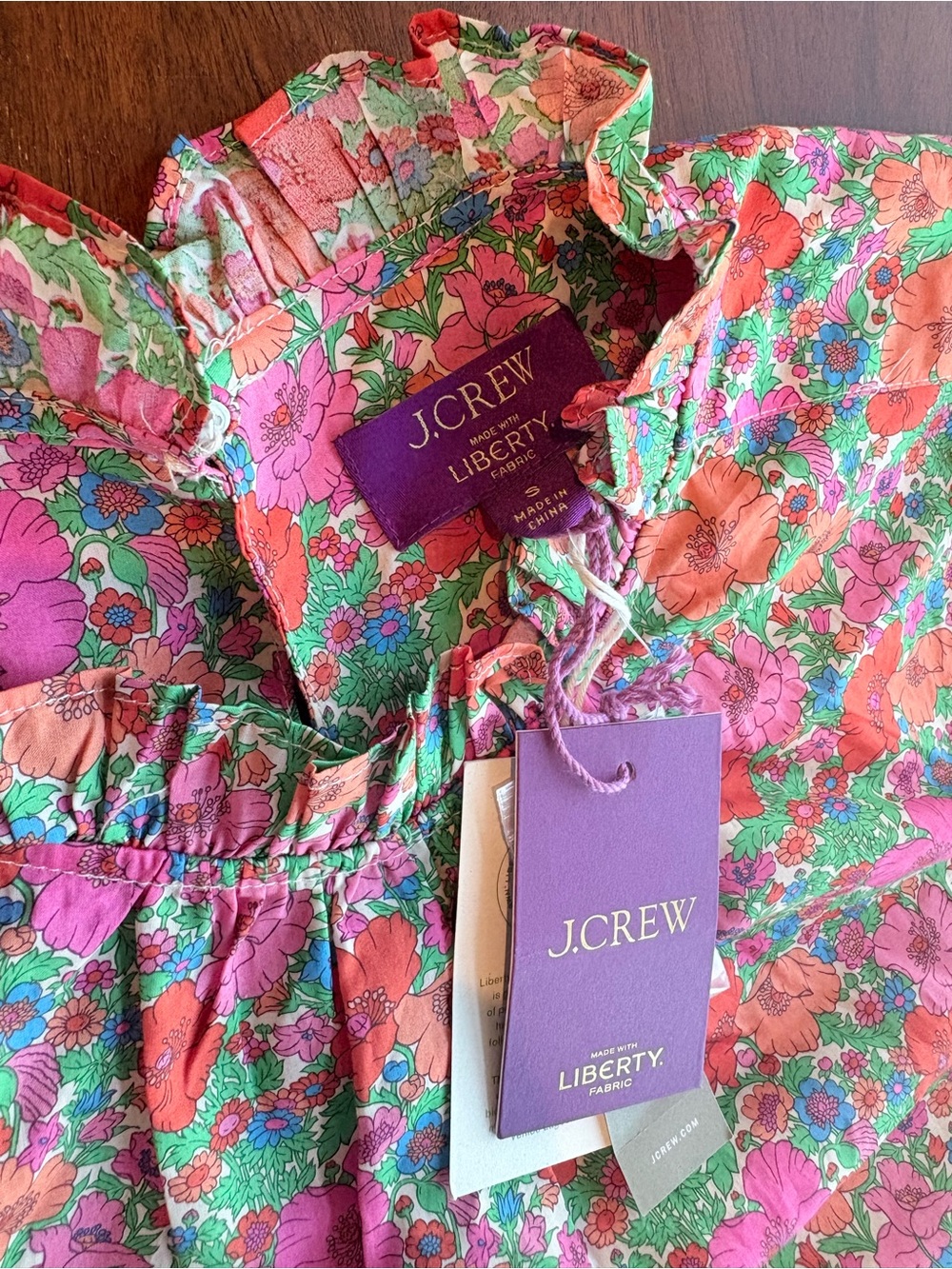 J.Crew x Liberty London Floral Ruffle Neck Smocked Sleeve Top | Size Small NWT - Picture 5 of 5